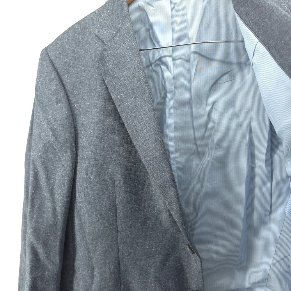 Jos A Bank Mens Blazer 100% Silk Grey Textured 42R Signature Collection 2-Button